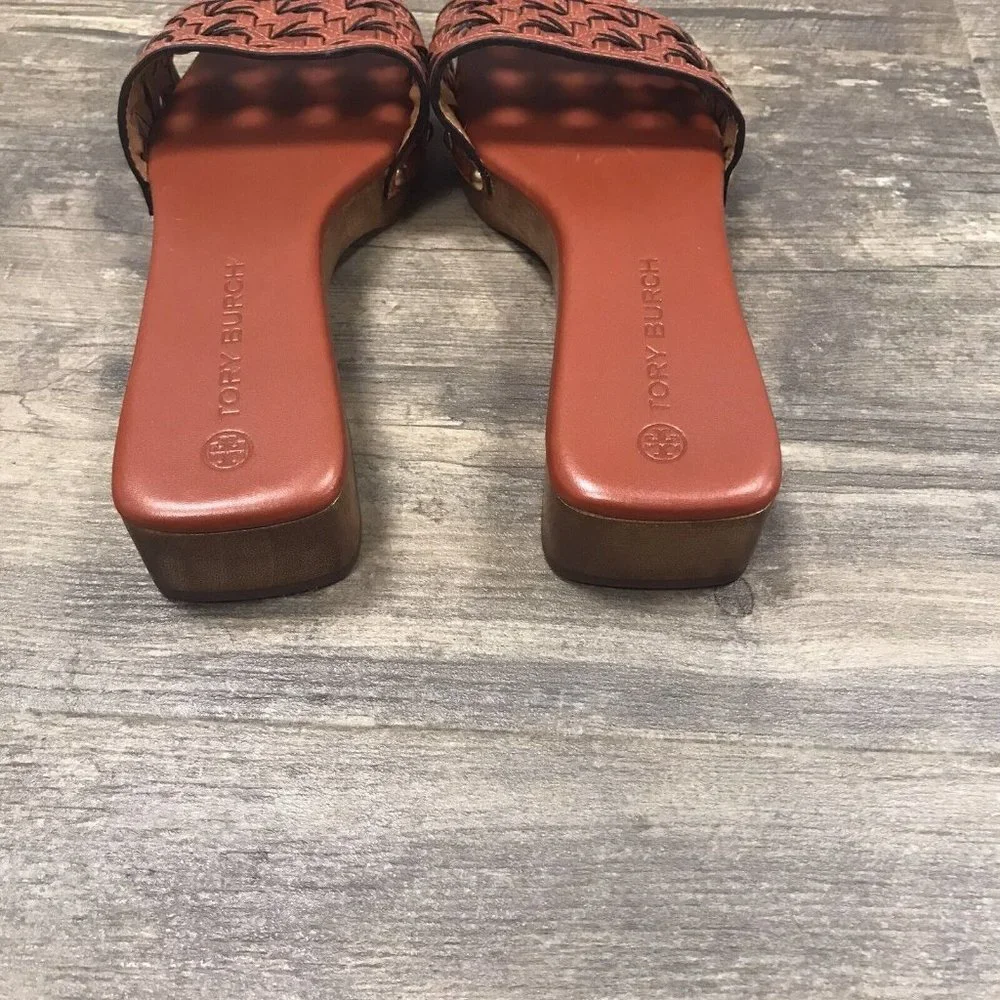 Tory Burch Basketweave Clog Women Size 8M 88748 Calf‎ Leather EUC